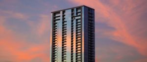 skyscraper at sunset